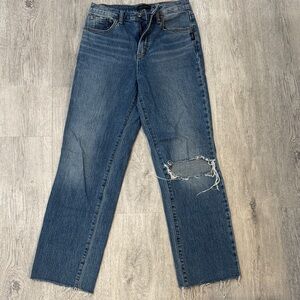 Silver Jeans Mid Blue Distressed Straight Leg Jeans